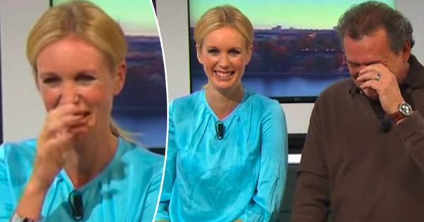 Jenny Strömstedt säger det förbjudna mitt i sändning – får hela studion till skratt