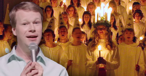 Johan Glans sågar Sveriges luciafirande rakt igenom – vi skrattar så tårarna rinner