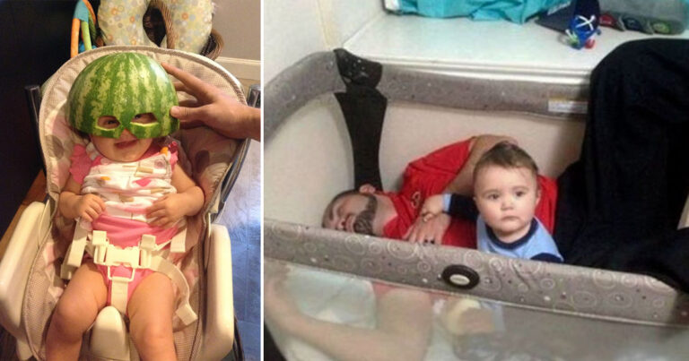 16 underbara bilder som visar vad som händer när man lämnar sitt barn ensam med pappan