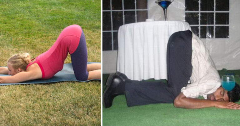 Nu kan även du utföra fylleyoga i hemmet – 9 underbara bilder som visar hur enkelt det är