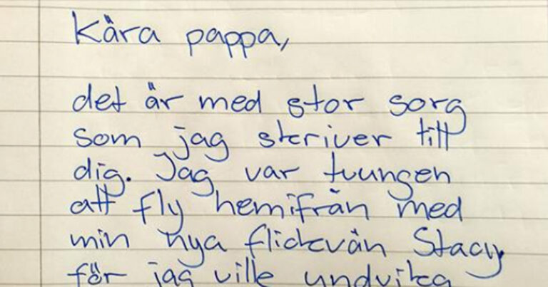 Pappan tror något är fel och rusar in i sonens rum – finner lapp som är alla föräldrars mardröm