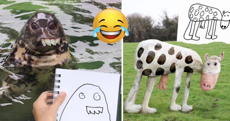 Barns teckningar blir till verklighet genom Photoshop – och det är verkligen hur kul som helst